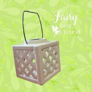 White Tea Light Ceramic Lantern